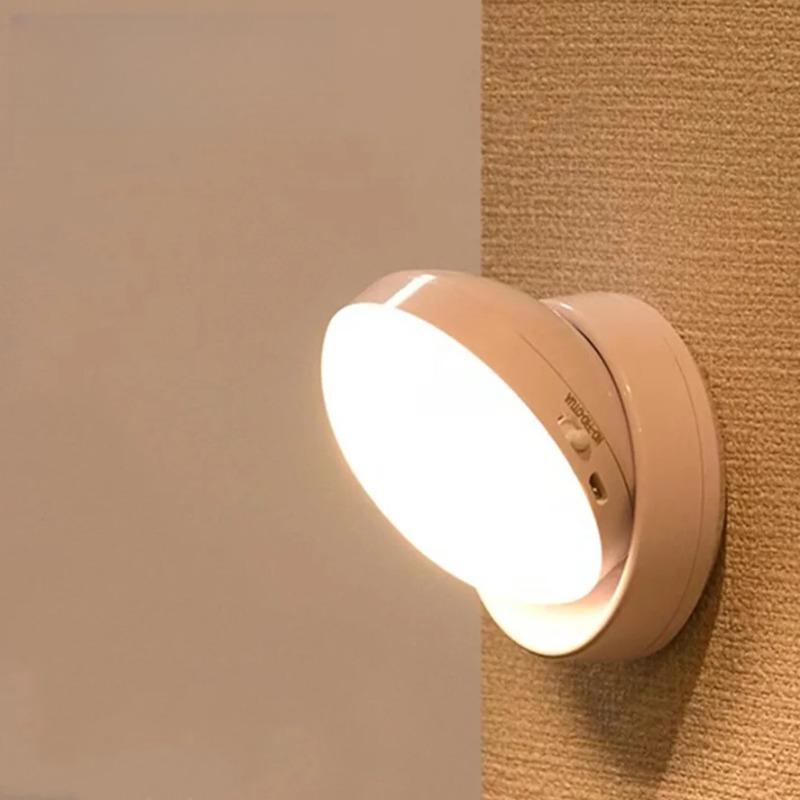LED Night Light Wireless Motion USB Charging Cabinet Night Lamp Bedside Table For Bedroom Home Closet Sensor Round Lights