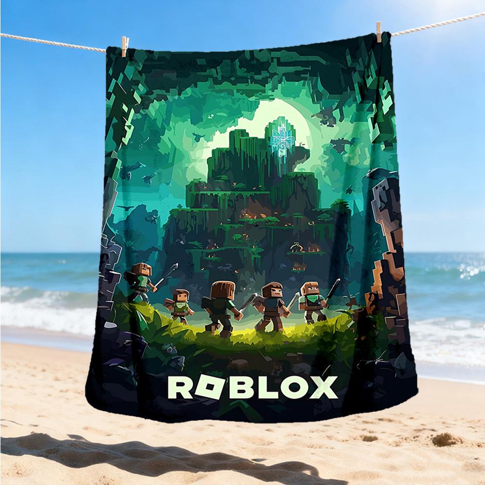 1pc Roblox Adventure Outdoor Flannel Blanket for Girls Soft, Lightweight Throw Perfect for Camping, and Gifting, Digital