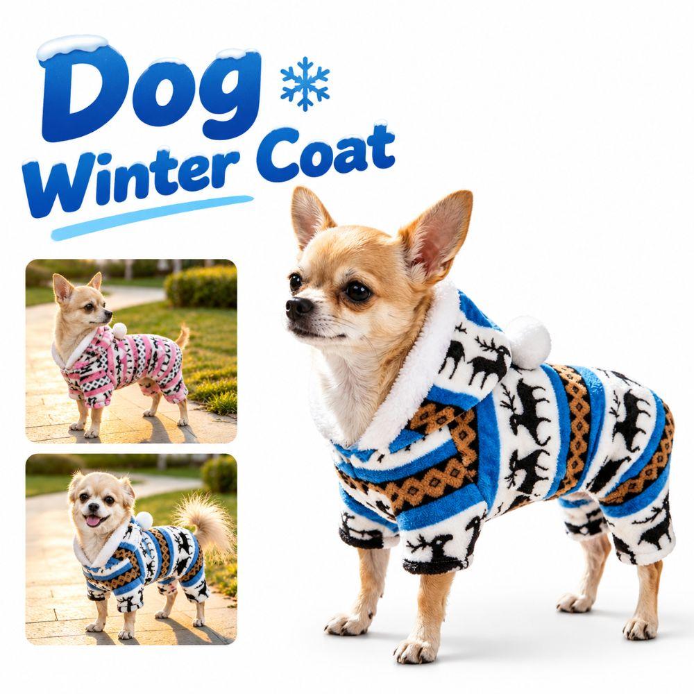 Windproof Dog Winter Coat Warm Thickened Pet Four-Legged Jumpsuit Dog Hoodie Costume Small Dogs
