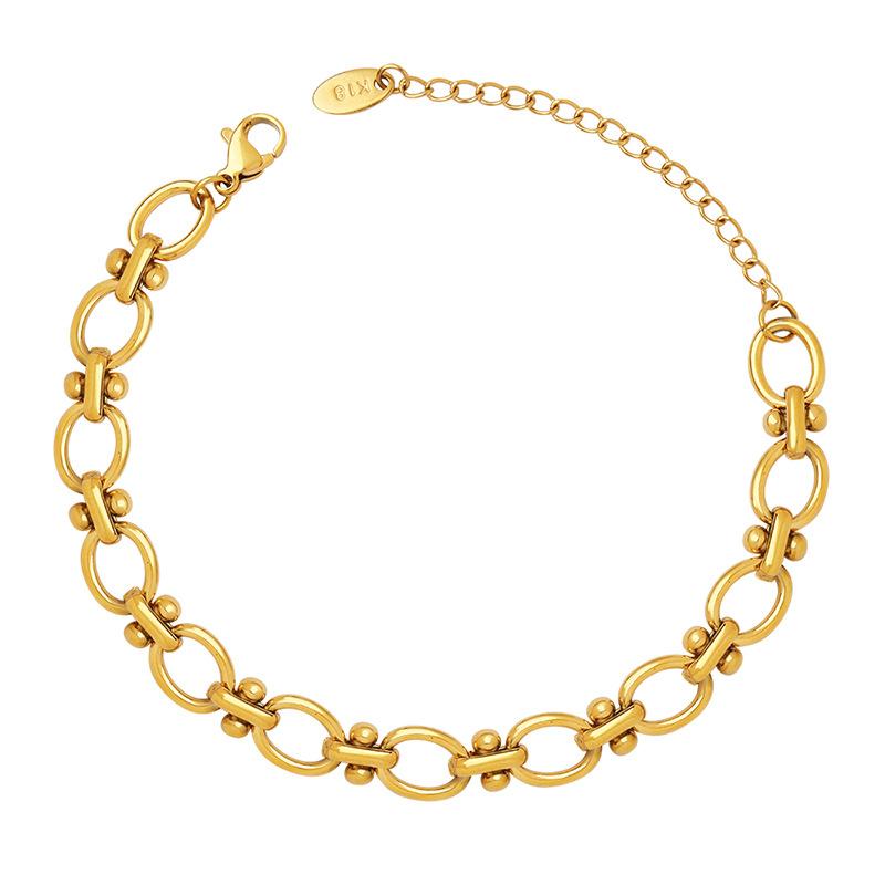 Pulsera Brazalete de Cadenas Ovaladas Gruesas de Acero Inoxidable para Mujer Chapado en Oro de 18K Impermeable No se Deslustra Pulseras Brazaletes de Mano para Mujer