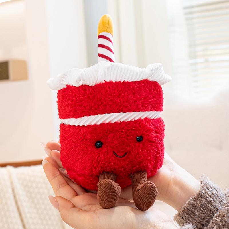 Cute Cartoon Birthday Cake Plush Doll Ornament Toy Gift