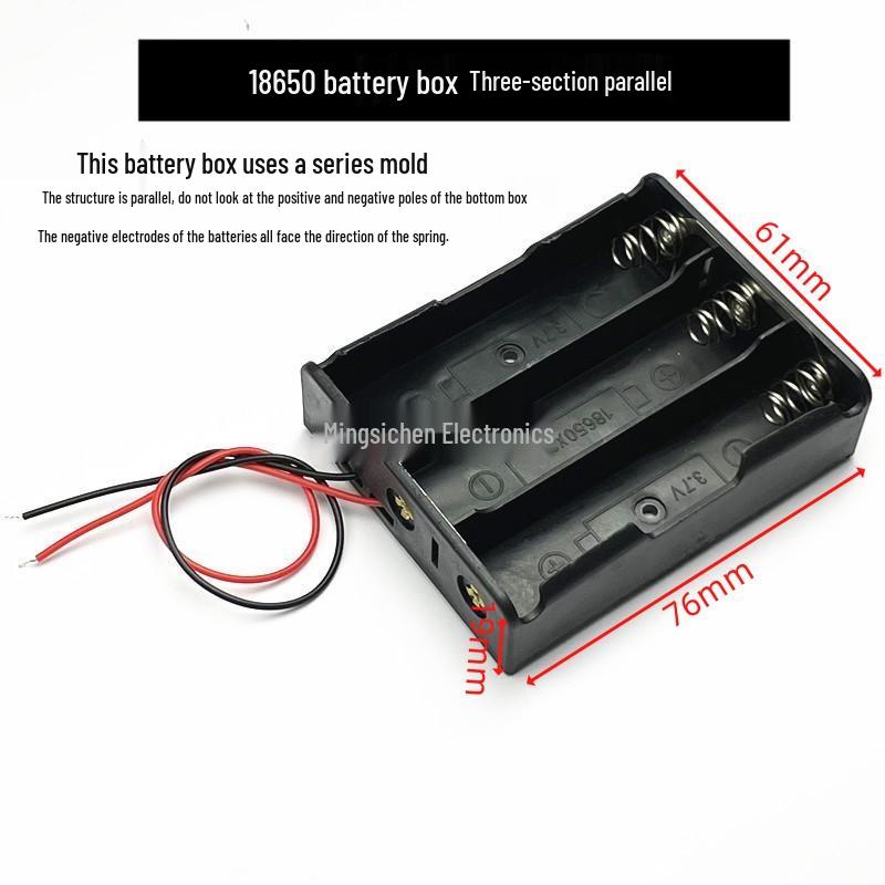 18650 Lithium Battery Holder with Lid and DC Plug - Supports 1 To 4 Cells In Series/Parallel (3.7/7.4V)