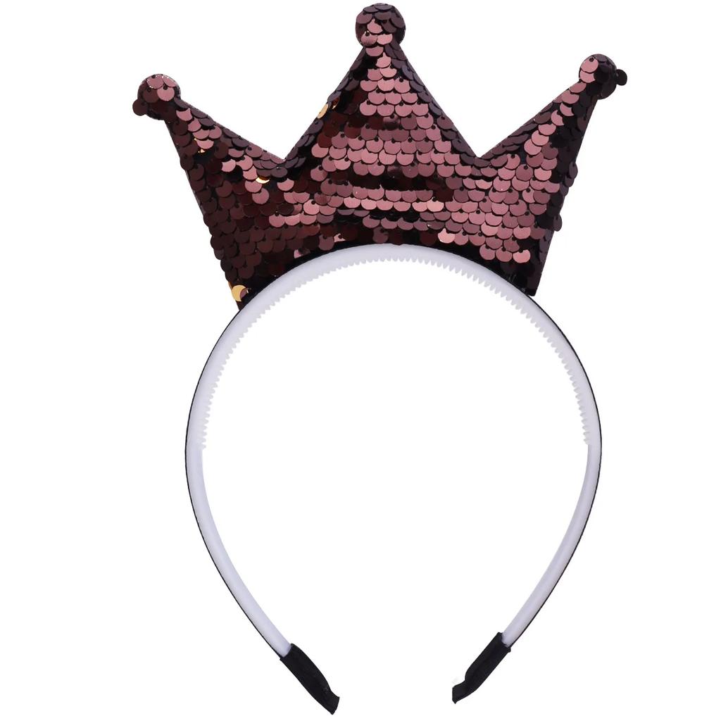 Kids Girl Sequins Crown Headband for Women Sweet Birthday Party Festival Decoration Headwear Hairband