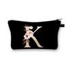 Vintage Golden Flower Alphabet Travel Cosmetic Bag Waterproof Toiletry Organize Pouch for Women