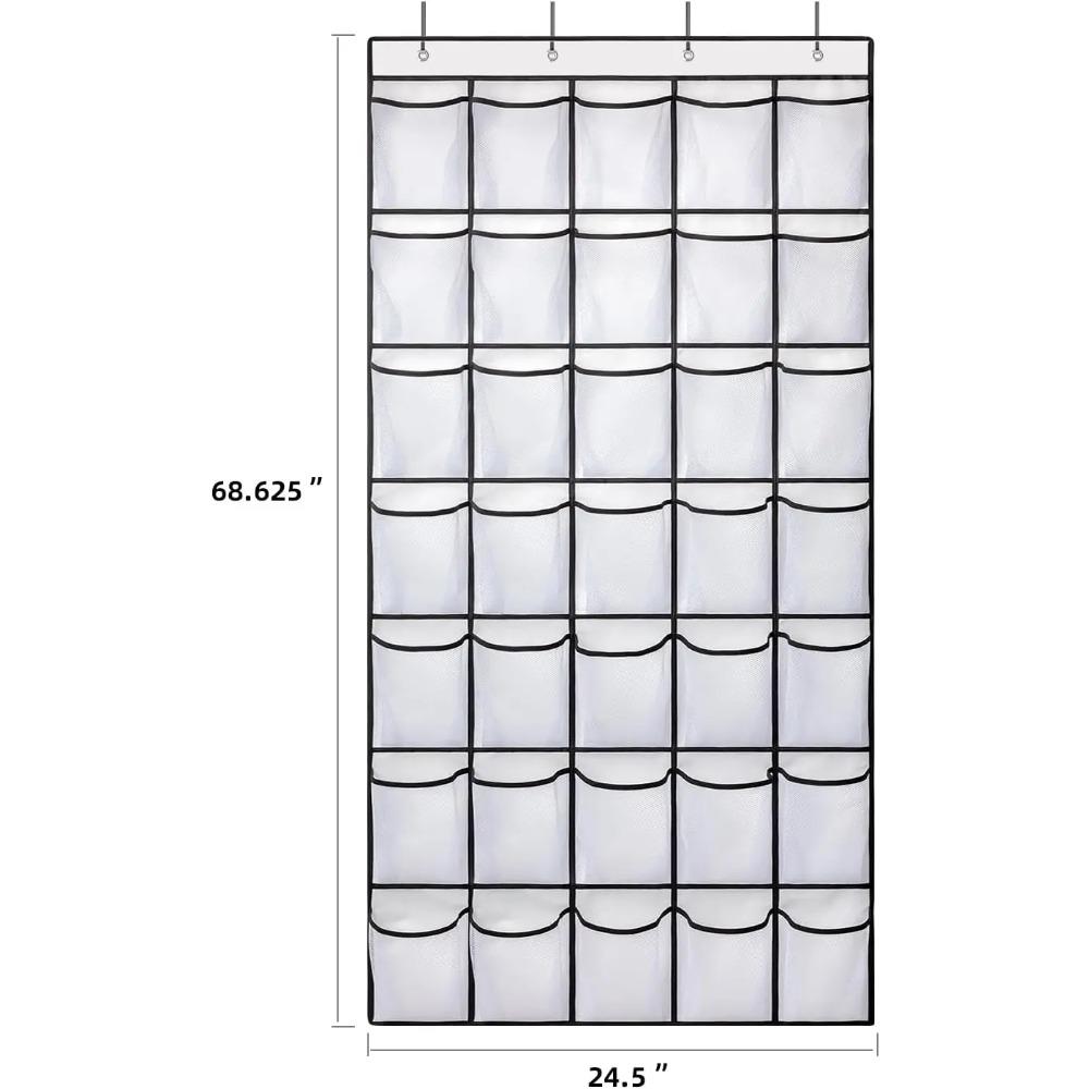 2pcs 35 Pocket Wall-mounted Sundries Shoe Organiser Closet Storage Shoe Rack Mesh Pocket Clear Hanging Over Shoe Organizers