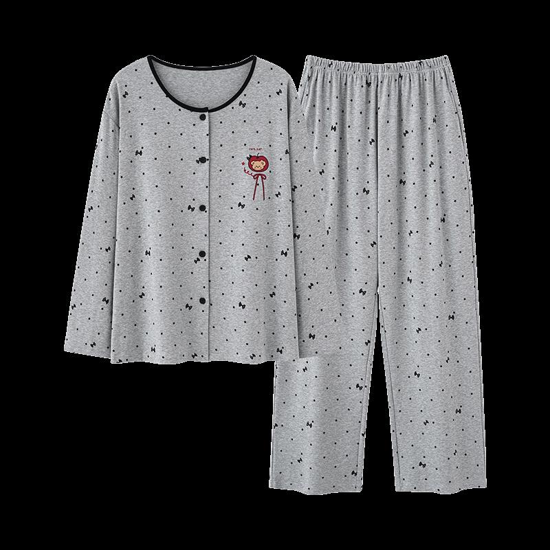 Fenteng Women's 100% Thick Cotton Long Sleeve Pajama Set