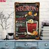 Metal Wall Art, Negroni Recipe Print, Orange Citrus Retro, Bar Pub Decor