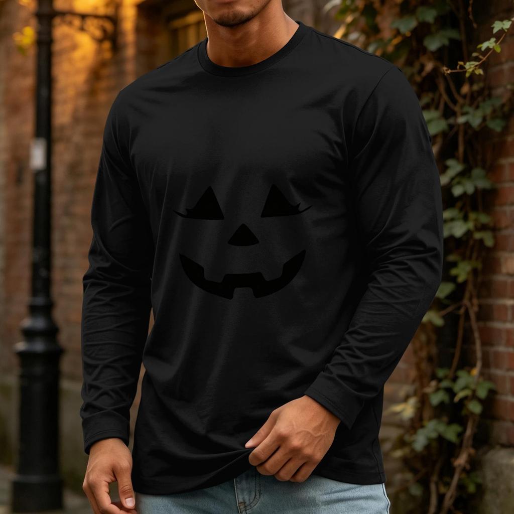 Men's Halloween Long Sleeve Neck Casual Top for Party