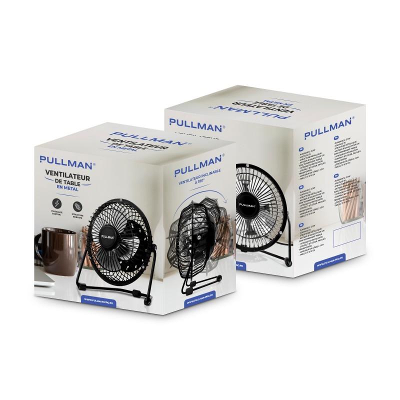Pullman - Mini Ventilateur De Bureau Usb - Portable, Léger, Orientable - En Métal Noir