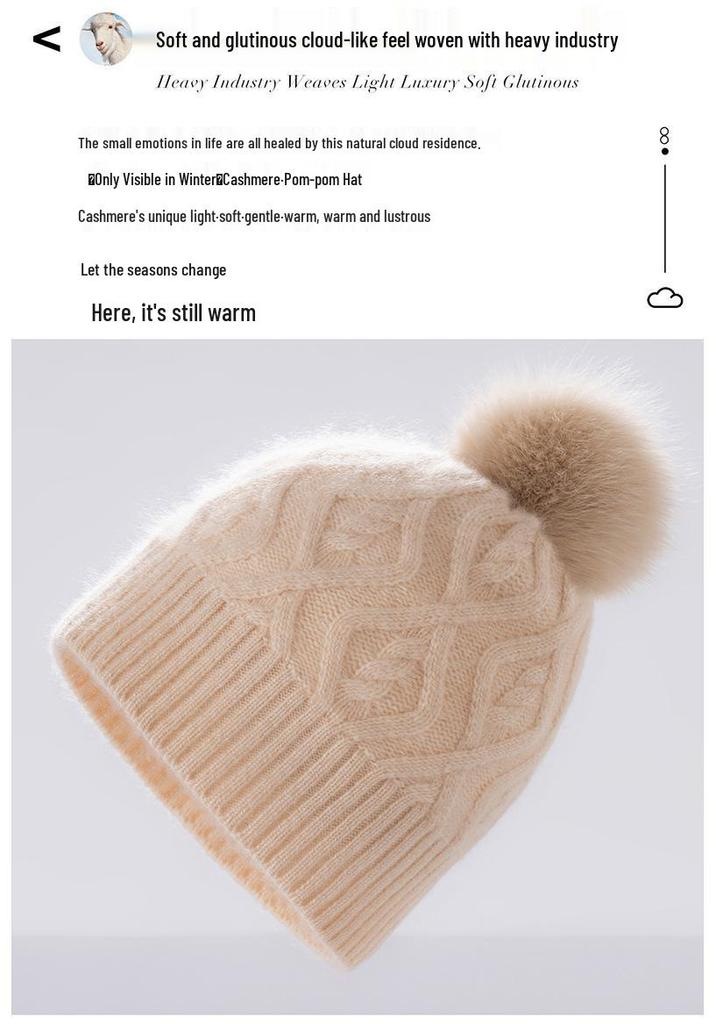 Warm Knit Cashmere Slouchy Hat: Versatile, Ear-Protective Head Covering for Autumn & Winter, Fits Large Circumferences