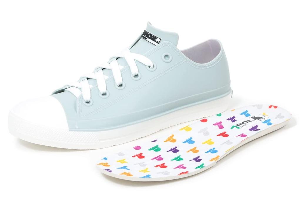 Akiriko MOZ Rain Shoes with Original Colorful Size M Women's One-Piece Low-Cut Lace-Up Insoles, Sax,