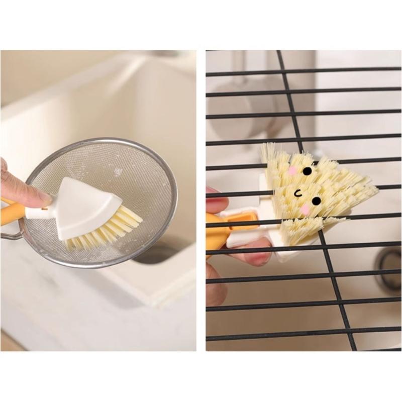 Collapsibles Triangular Cleaning Brush Stands Uprights Storage Multiple Surfaces Scrubber For Stove Sink Corner Cleaning