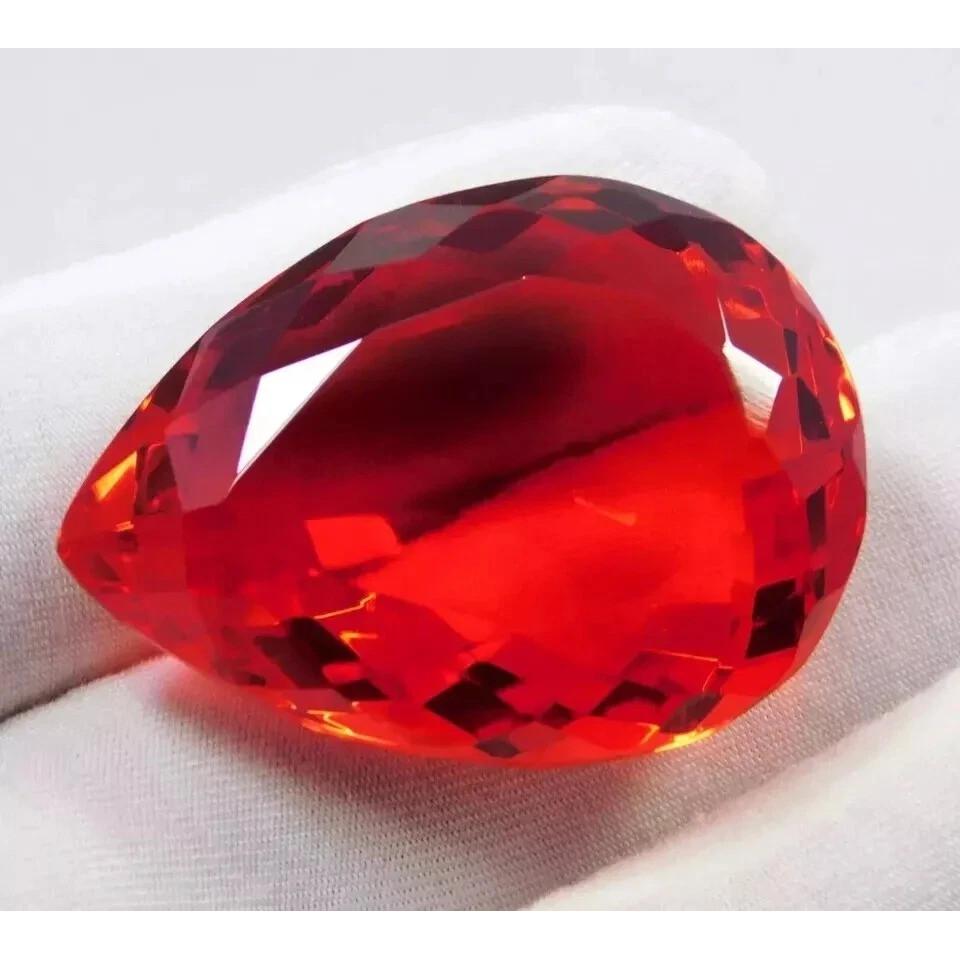 Natural Mexican Fire Opal Orange 85 Ct Pear Cut Certified Beautiful Gemstone