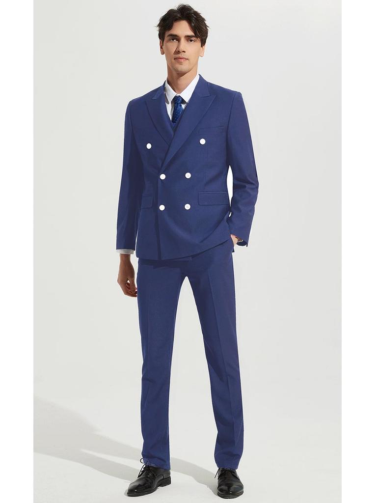 Herren Koreanischer Slim Fit Zweireiher Anzug Set – Lässig oder Hochzeits-Tuxedo