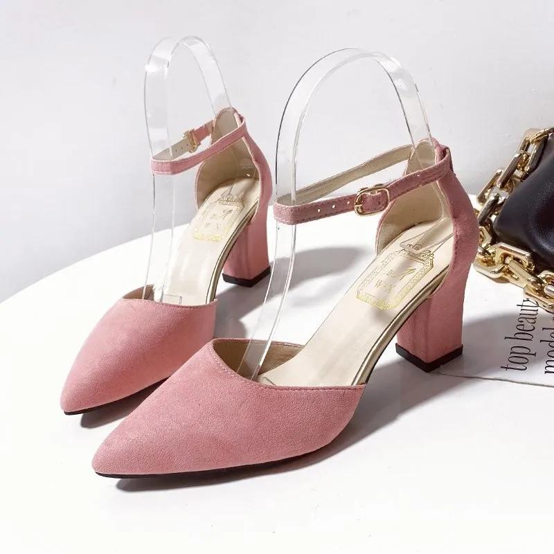 New   Versatile Fashion Solid Color Pointed Toe Women's Sandals Buckle Decoration Women's Shoes Casual Commuting