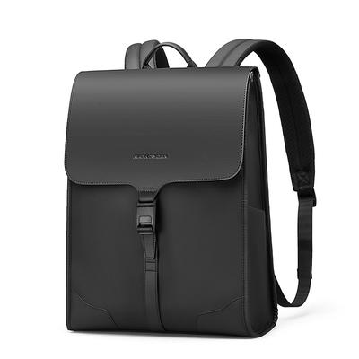Business Black Leather Backpack Student Book Bag 15.6 Inch Fashion Backpack To Men