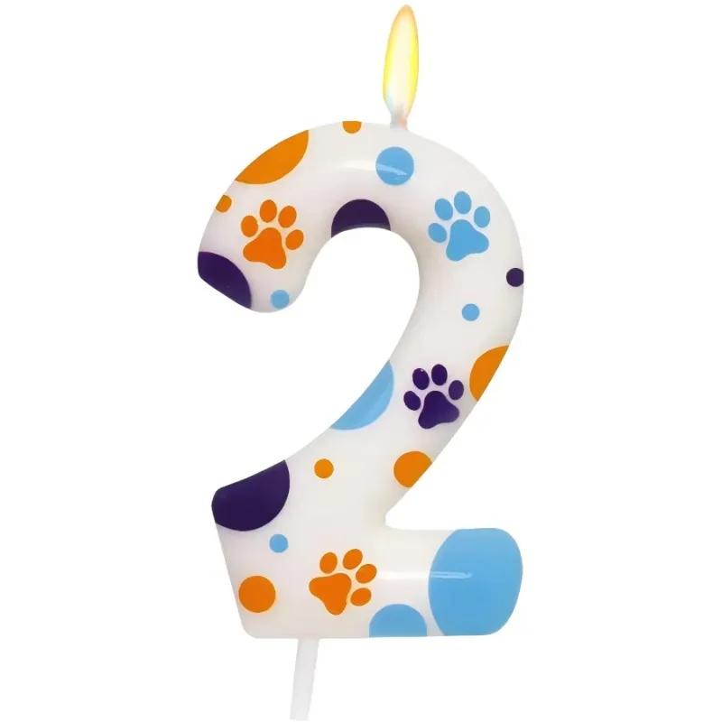 Birthday Candles Blue Dog Paw Themed Print Birthday Party Supplies Paw Cake Topper Decorations Birthday