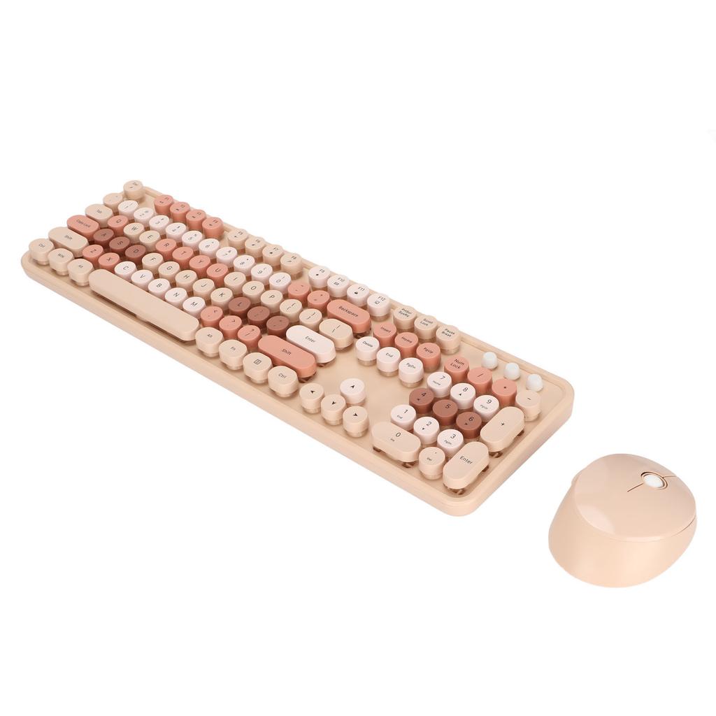 Wireless Keyboard Mouse 104 Keys Ergonomic Cute Desktop Game Keyboard Mouse Kit for Girls for Home Work Gaming