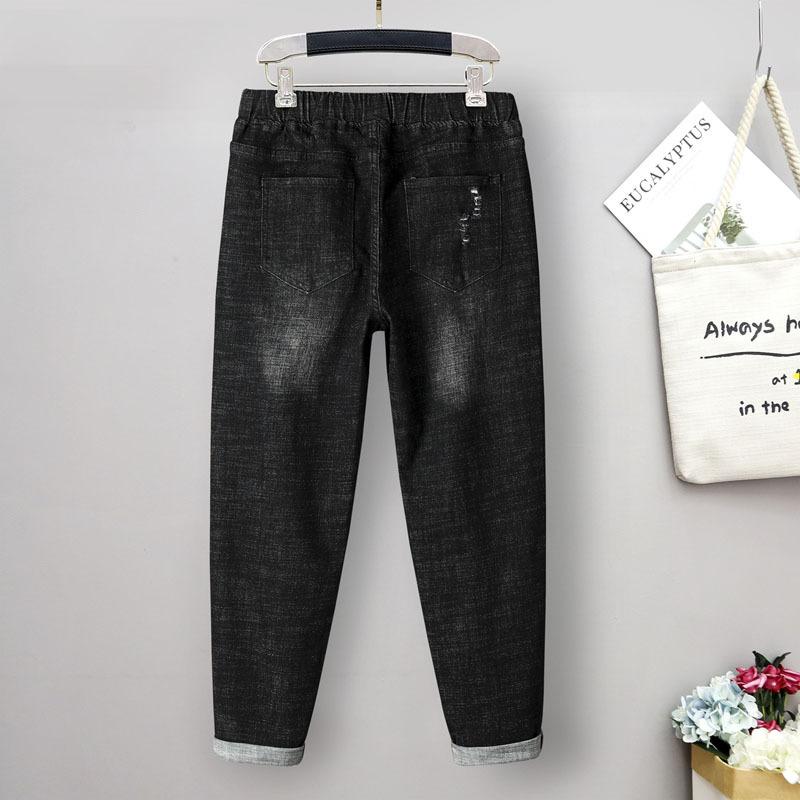 Plus Size Elastic Jeans Women Loose Elastic Waist Pants High Waisted Harem Pants New Jeans with Carrots Comfort Waist Pants
