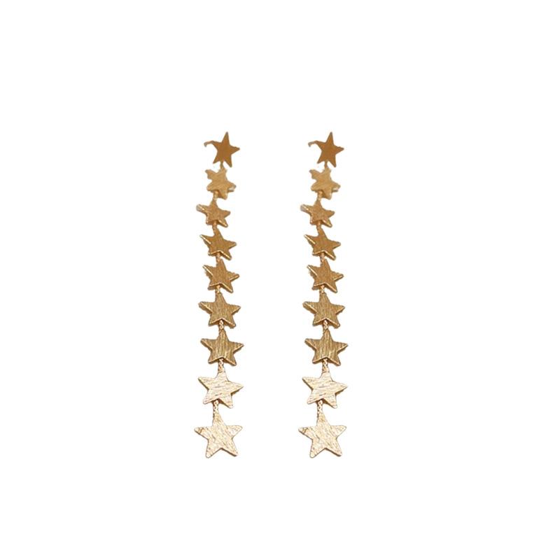 Silver needle metal star fringed earrings European and American fashion temperament earrings niche versatile high-end earrings women