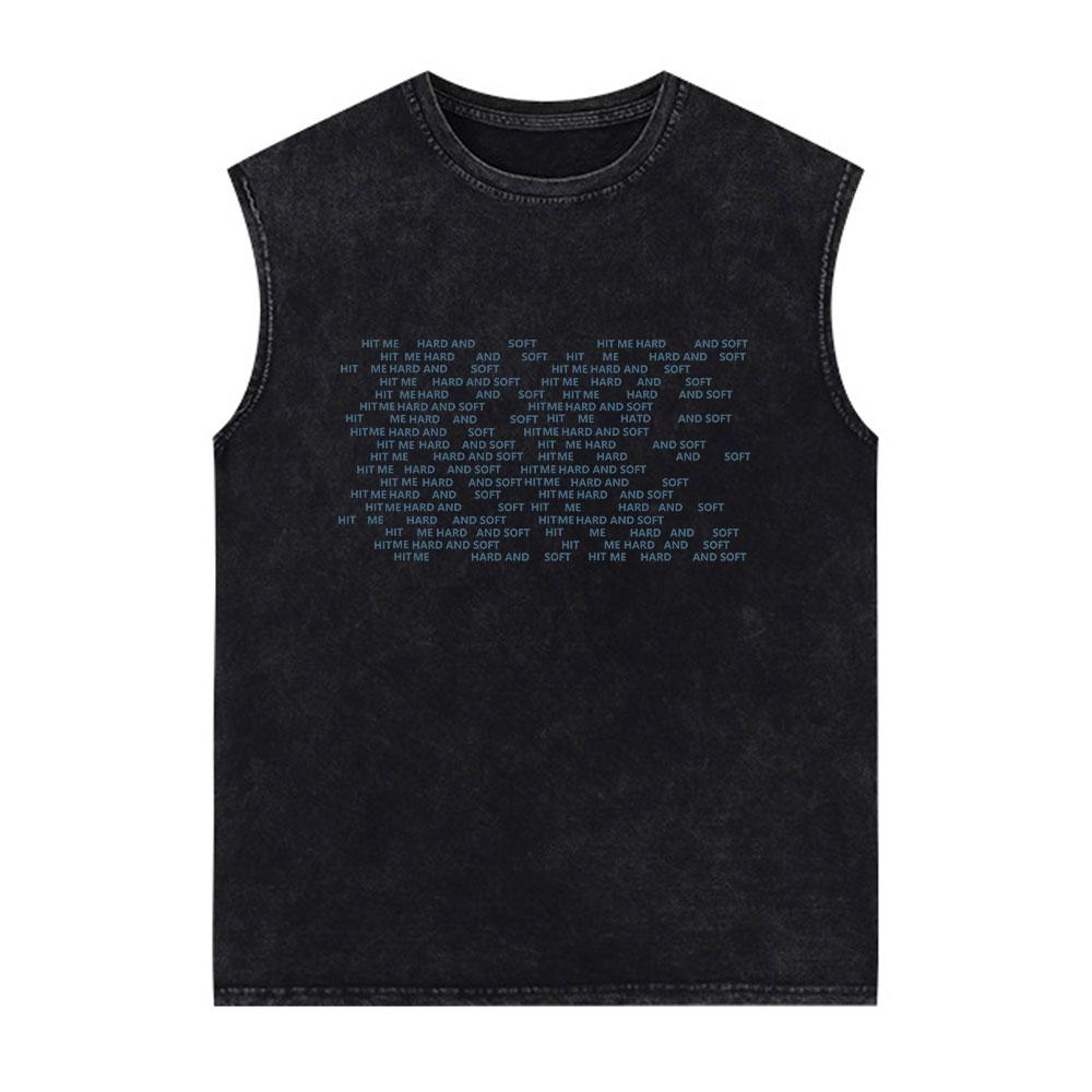 Hit Me Hard and Soft Tour Vintage Tvättade Linne Herr Damer Väst Bomull Lös Ärmlös T-shirt
