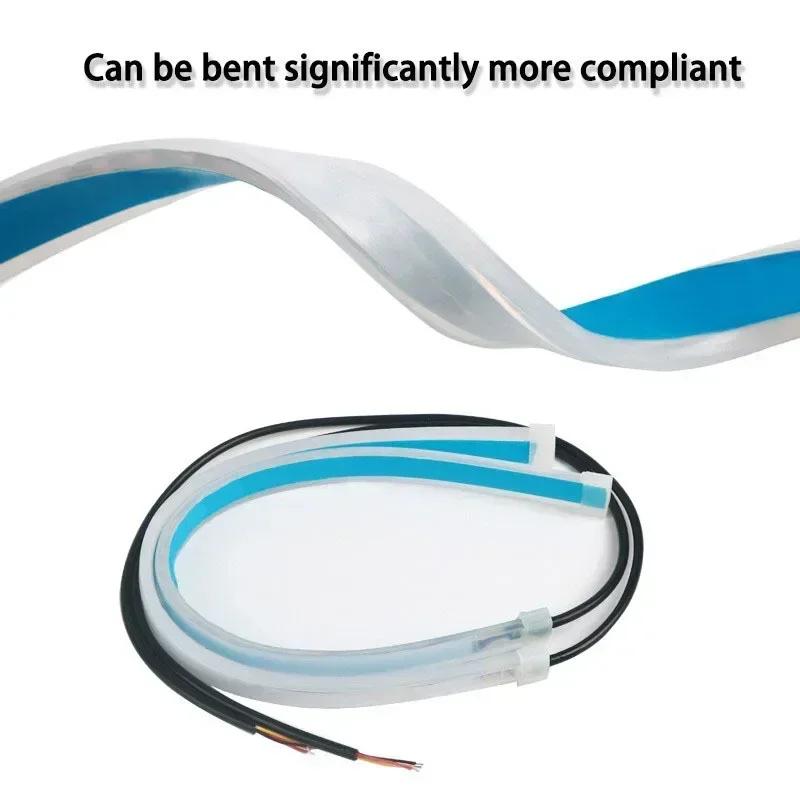 2pcs 45cm Car DRL Flexible Waterproof Headlight LED Strip Universal Auto Headlights RGB Turn Signal Yellow Brake Flow Lights
