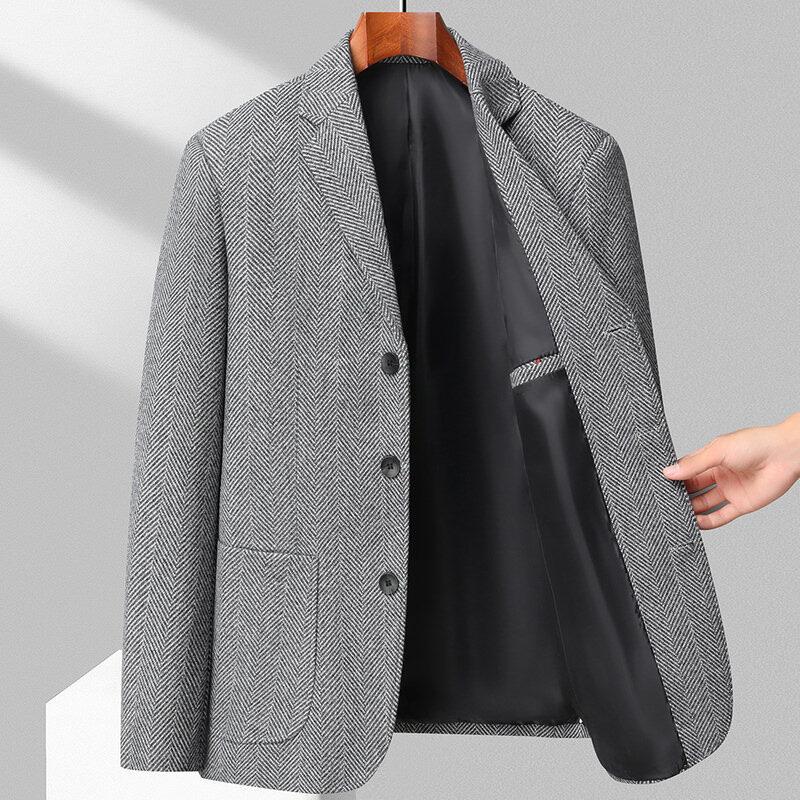 Mens Blazer Business Handsome Gentleman Korean Version of British Style Leisure Slim Solid Color Wedding Work Blazer