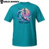 Wave Rider Skeleton Surfing T-Shirt | Funny Retro Surf Skull Beach Sunset Tee