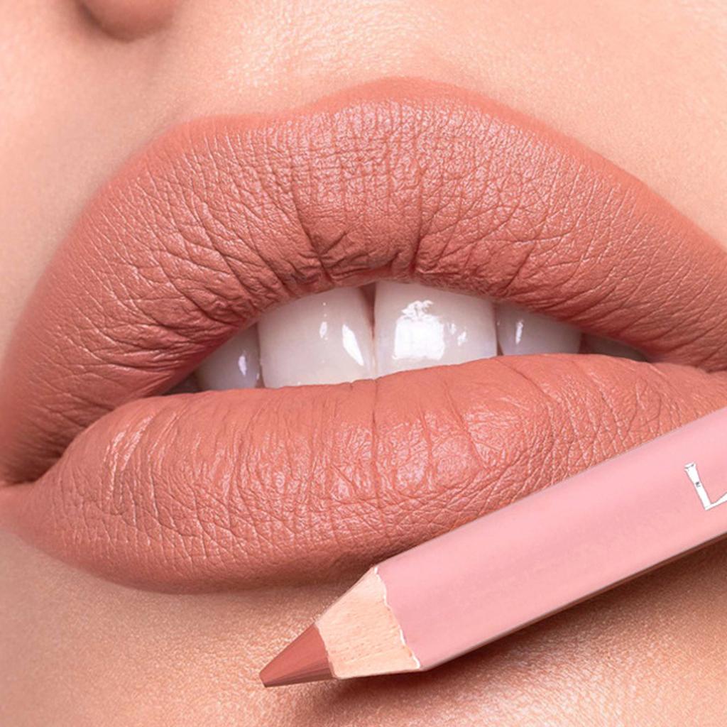 Lápis de Lábios Mat à Prova d'Água Duradouro de Madeira Delineador Natural para Lábios Contorno Labial Rosa Nude Maquilhagem 12 Cores