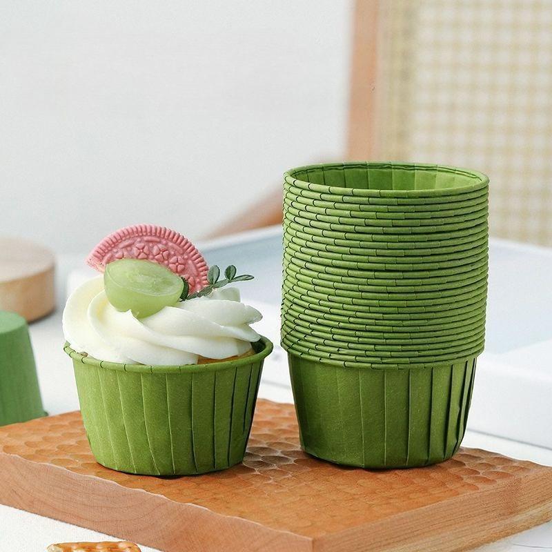 50PCS Disposable Muffin Cups Cupcake Baking Crimped Muffin Cups Paper Tray High Temperature Resistant Baking Muffin Rolled Cup