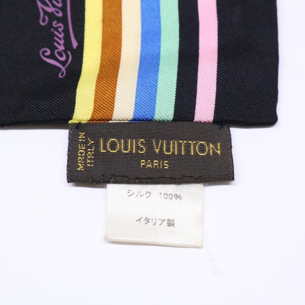 LOUIS VUITTON 400505 Butterfly Silk Bandeau scarf Black / multicolorUsed