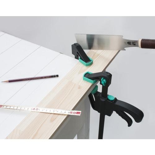 Kakuri Sangyo KAKURI Bar Clamp, 300mm, Ratchet Type, Curved Surface Compatible, V-Groove/Non-Slip Pad, Tightening, Spreading, Gripping, Clamping, DIY