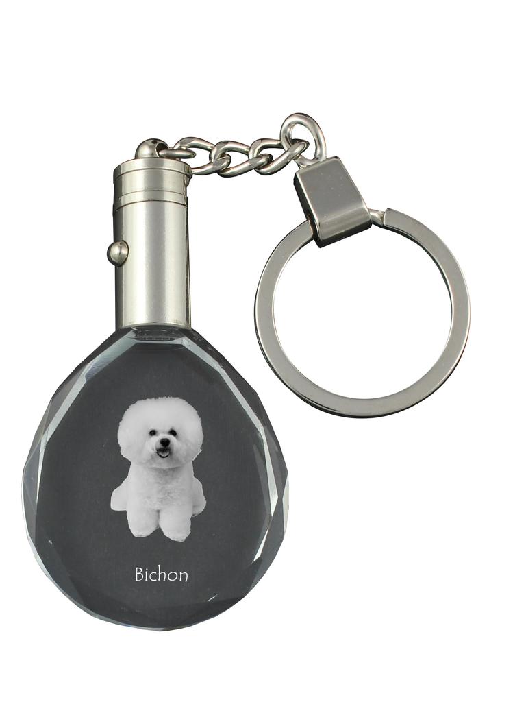 Bichon Frise, Bichon Tenerife, Bichon a Poil Frise - Pendant with a Photo of a Dog, Crystal Key Ring In a Gift Box, a Unique Gift by Art-Dog