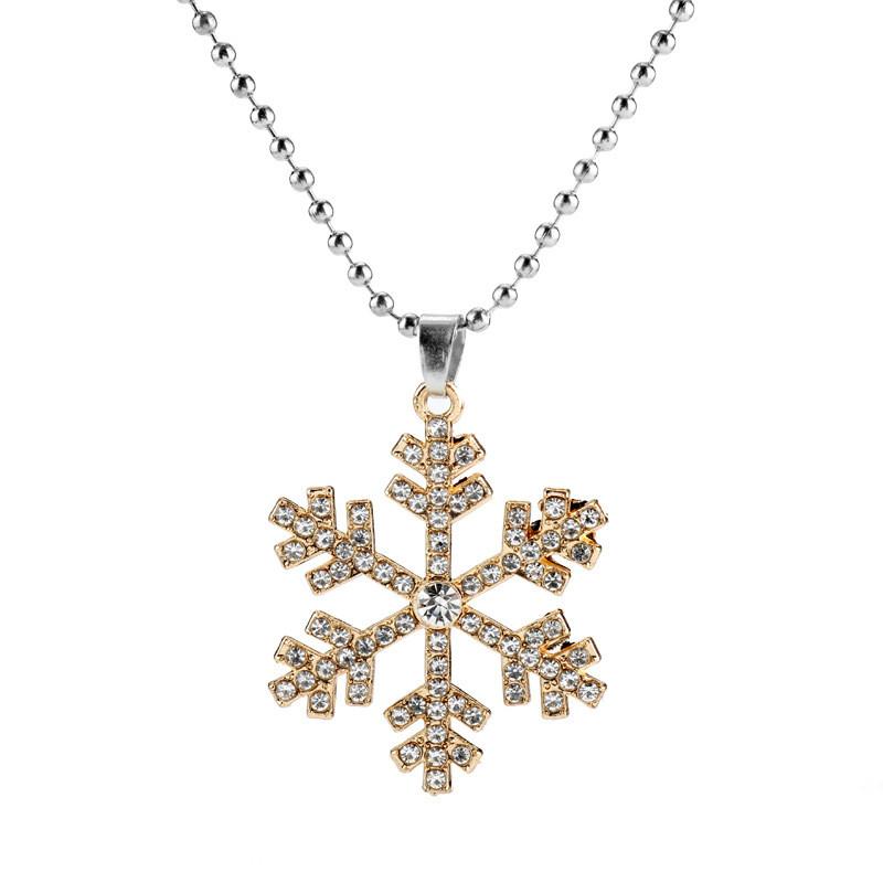 

Ожерелье-подвеска «Снежинка» с кристальной отделкой для путешествий и праздников золотой