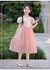Summer Girls' New Chinese Style Dress, Medium Size Children's Mesh Qipao Skirt, Bubble Sleeves Princess Skirt, Girls' Fashion