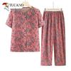 Women's Floral Short Sleeve Summer Set for Elderly