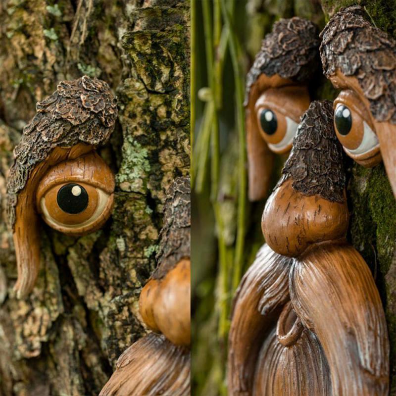 Tree Faces Unique Bird Feeders Decor Old Man Tree Hugger Garden Art Facial Features Sculpture Whimsical Tree Garden Decoration