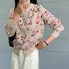 New Arrivals Open Run Women Cardigan Knit Floral Loose Fit Long Sleeve