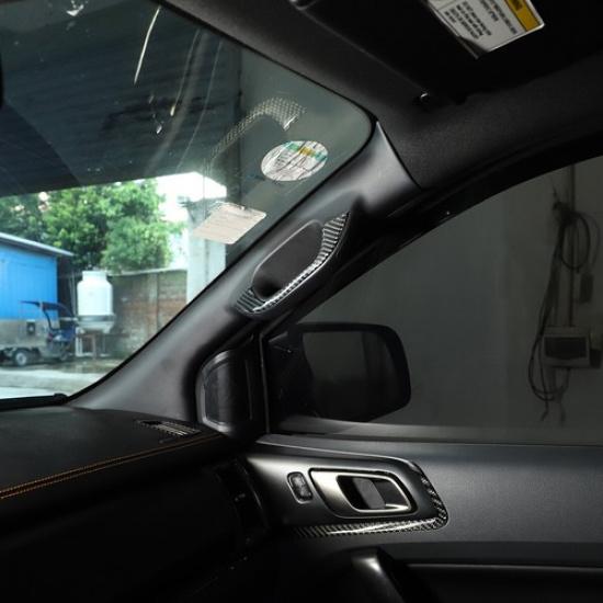 Pokrycie klamki słupka A z prawdziwego włókna węglowego Wykończenie wnętrza Do Ford Ranger 15-21