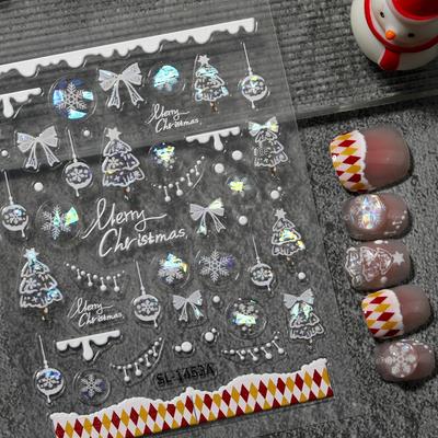 Aurora Dream 5D Embossed Christmas Nail Art Stickers - Iridescent SL Style