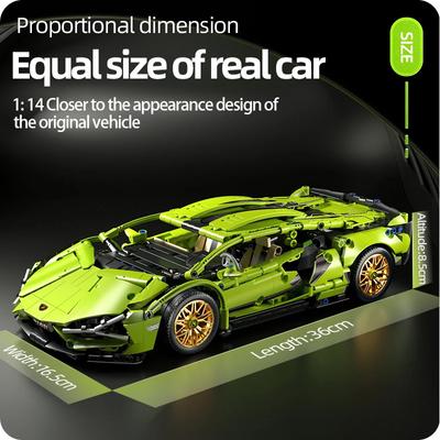 Technical Super Speed Green Sports Car Model Building Blocks Famous Vehicle Assemble Bricks Kid Toys for Adult Gift