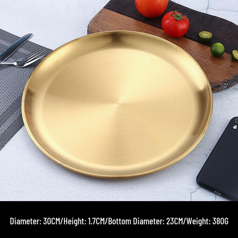 Korean Style Stainless Steel Round Serving Plate