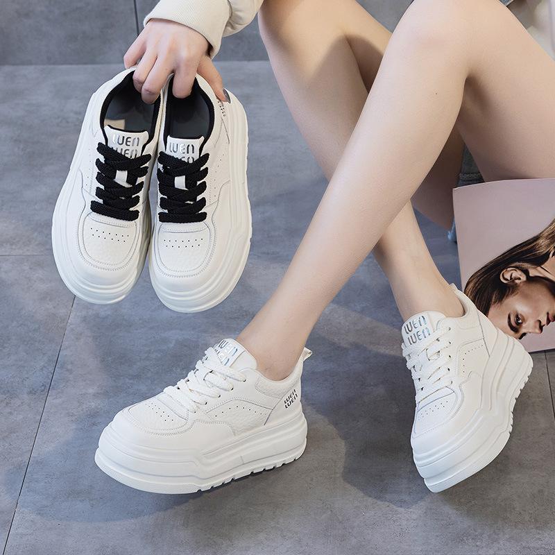 Foam Sole Leather Little White Shoes Women's Spring New Platform Sports Board Shoes Women's Casual Single Shoes Mesh Women's Shoes