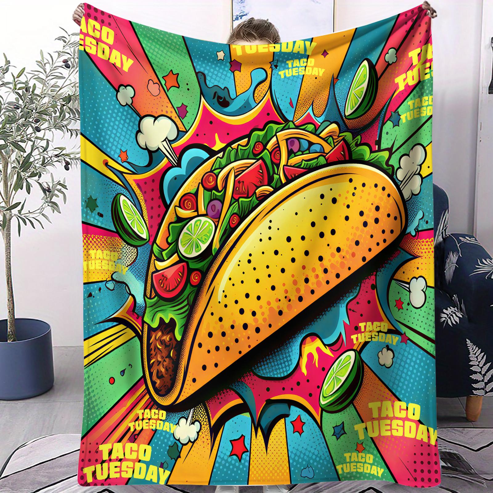 

Hot Taco Bell Mexican Style Fast Food Theme Blanket Cover Blanket Suitable For Bedrooms Living Rooms Dormitories Sofas Camping 70x100cm