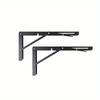 2pcs Heavy Duty Iron Foldable Tripod Stands Double Hinge Design, Wall Mount & Desktop Storage, Durable Industrial Style with Pre-Drilled Holes