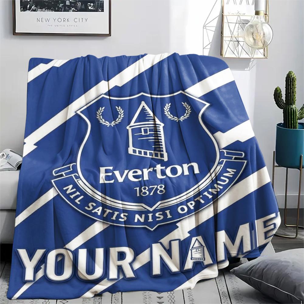 1 Stück Personalisierte Decke mit Everton FC Muster aus Flanell Geeignet für Alle Jahreszeiten für Heimdekoration Wärme und Komfort Geschenke Feiertagsgeschenk