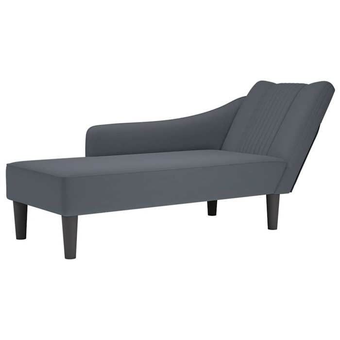 VidaXL Lounge Chair with Right Armrest Dark Grey Velvet, Armchair, Relaxation Chair, Padded Lounge Chair, 4009793