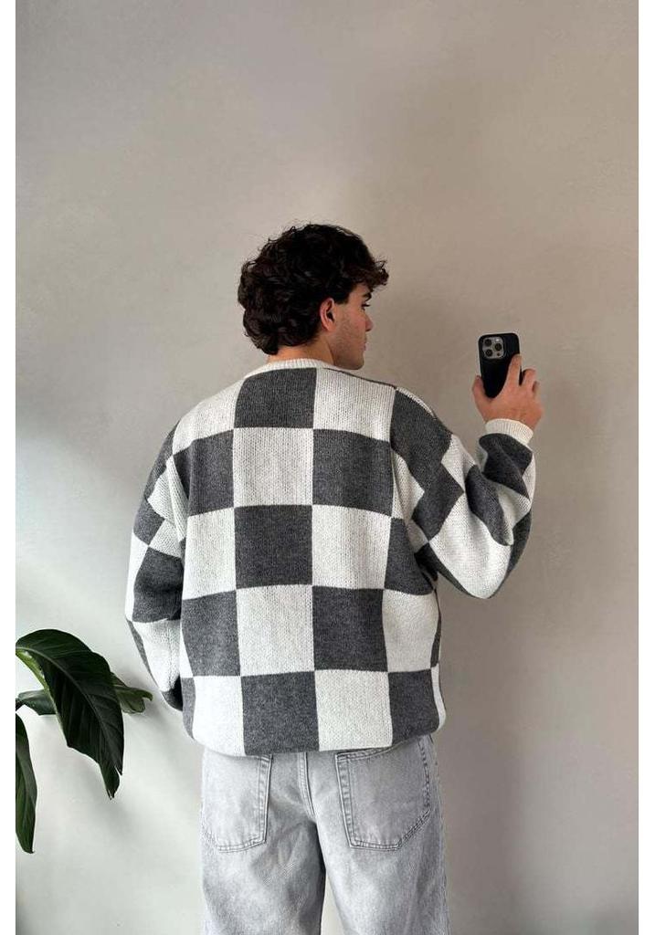 Unisex Heavyweight Plaid Patchwork Winter Sweater - European & American Streetwear