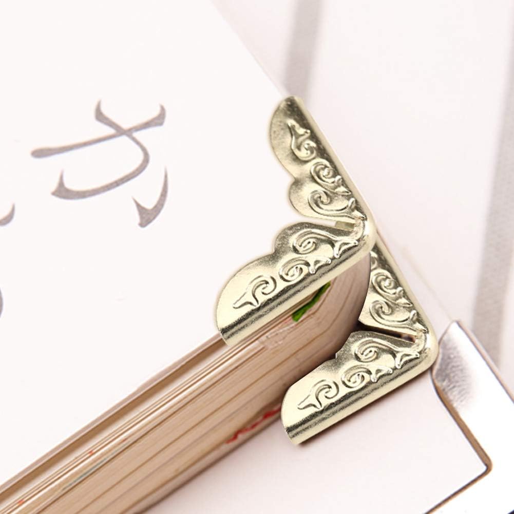 20pcs Book Corner Protector Metal Corner Cover Vintage Edge Cover Guard File Folder Corner Decorative for Scrapbook Album Menu