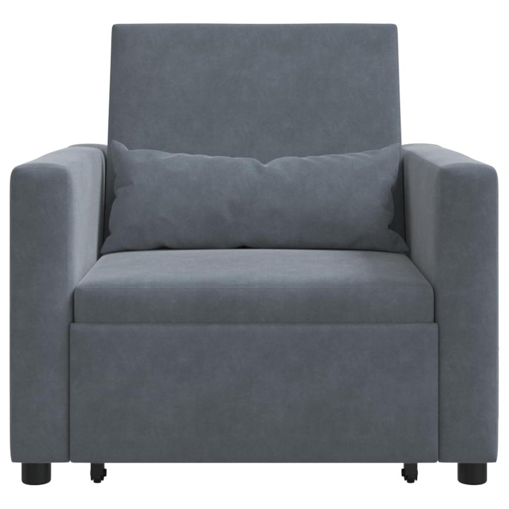 Extendable Single Sleeper Sofa with Wheels Dark Gray Velvet